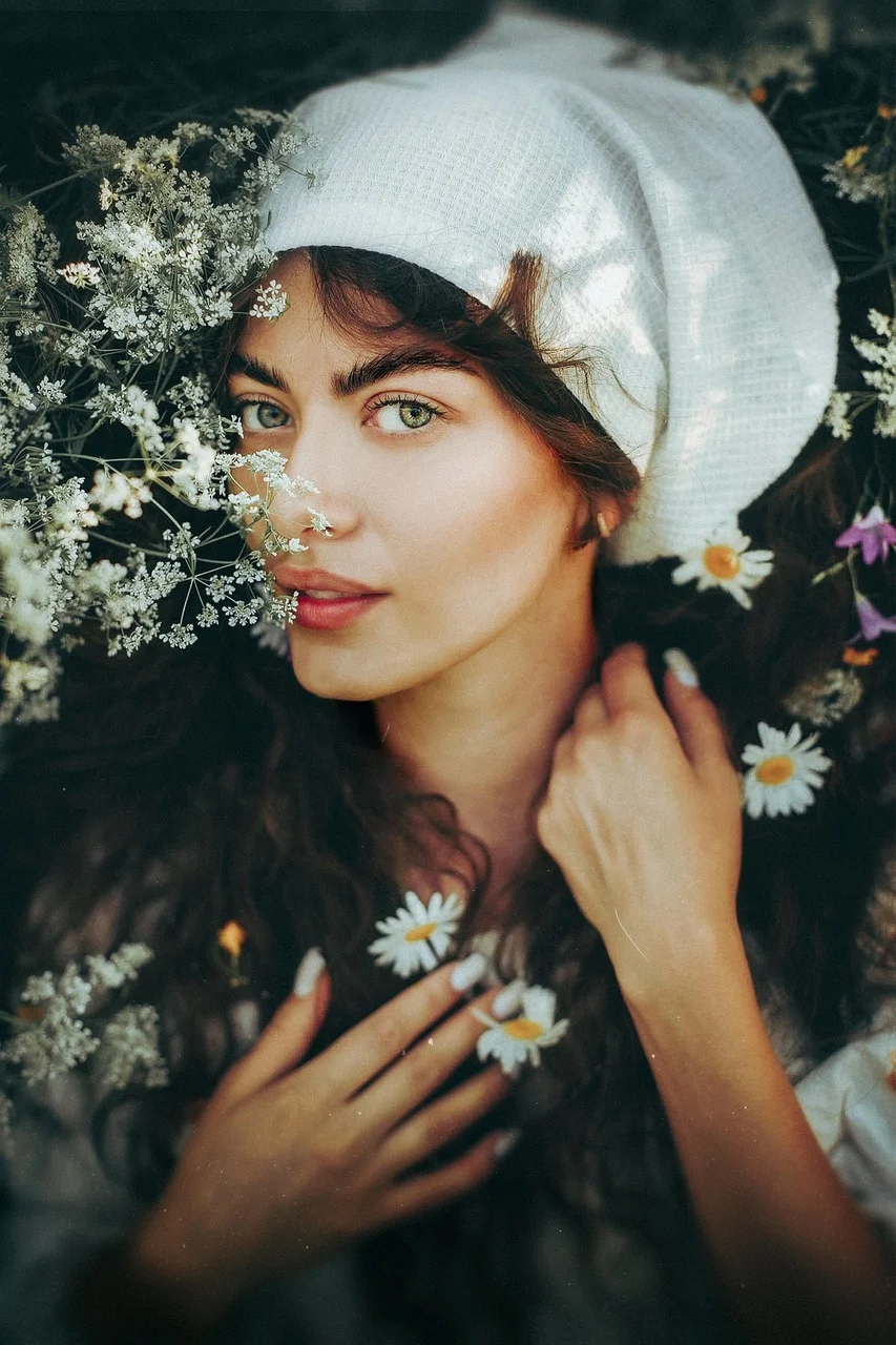 woman, young, beauty, flowers