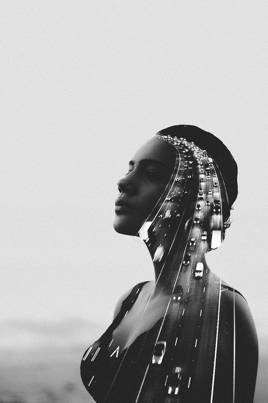 woman, double exposure, female, girl