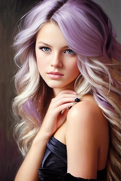 woman, blonde, face, black dress