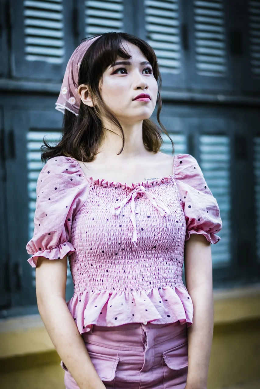 woman, model, casual, pink