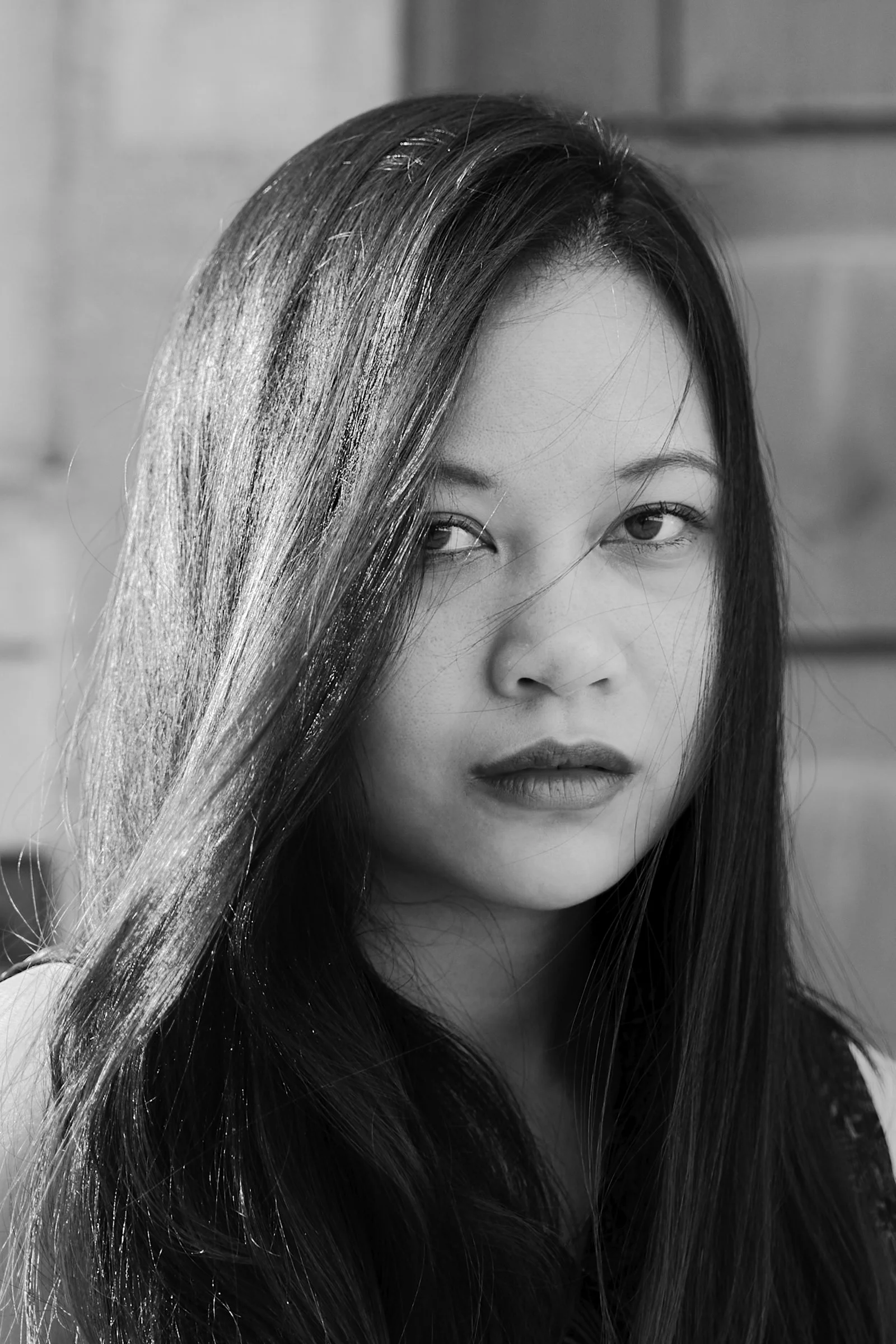 grayscale photo of girls face