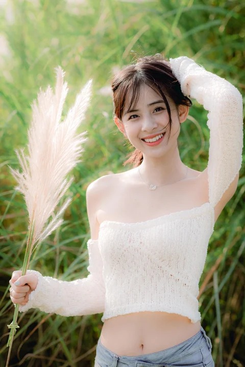 女人，自然，肖像，户外