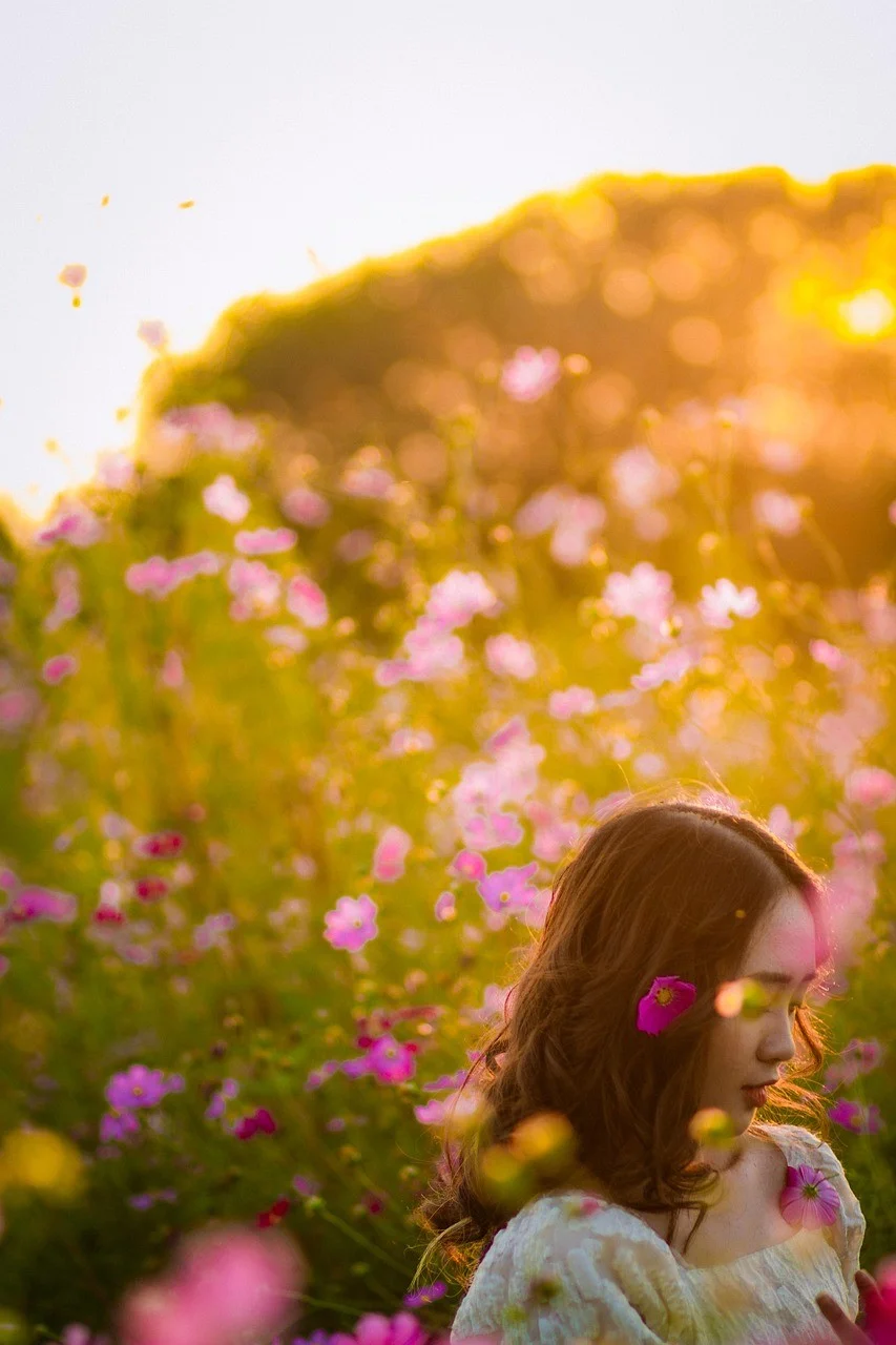 花朵、女性、自然、美麗