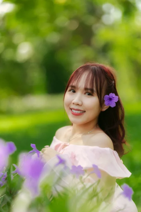 A woman with a flower in her hair