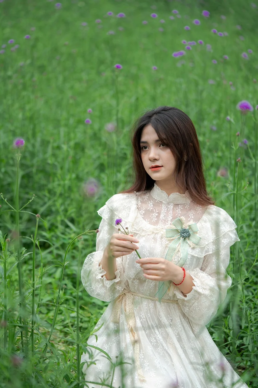 girl, garden, portrait, model
