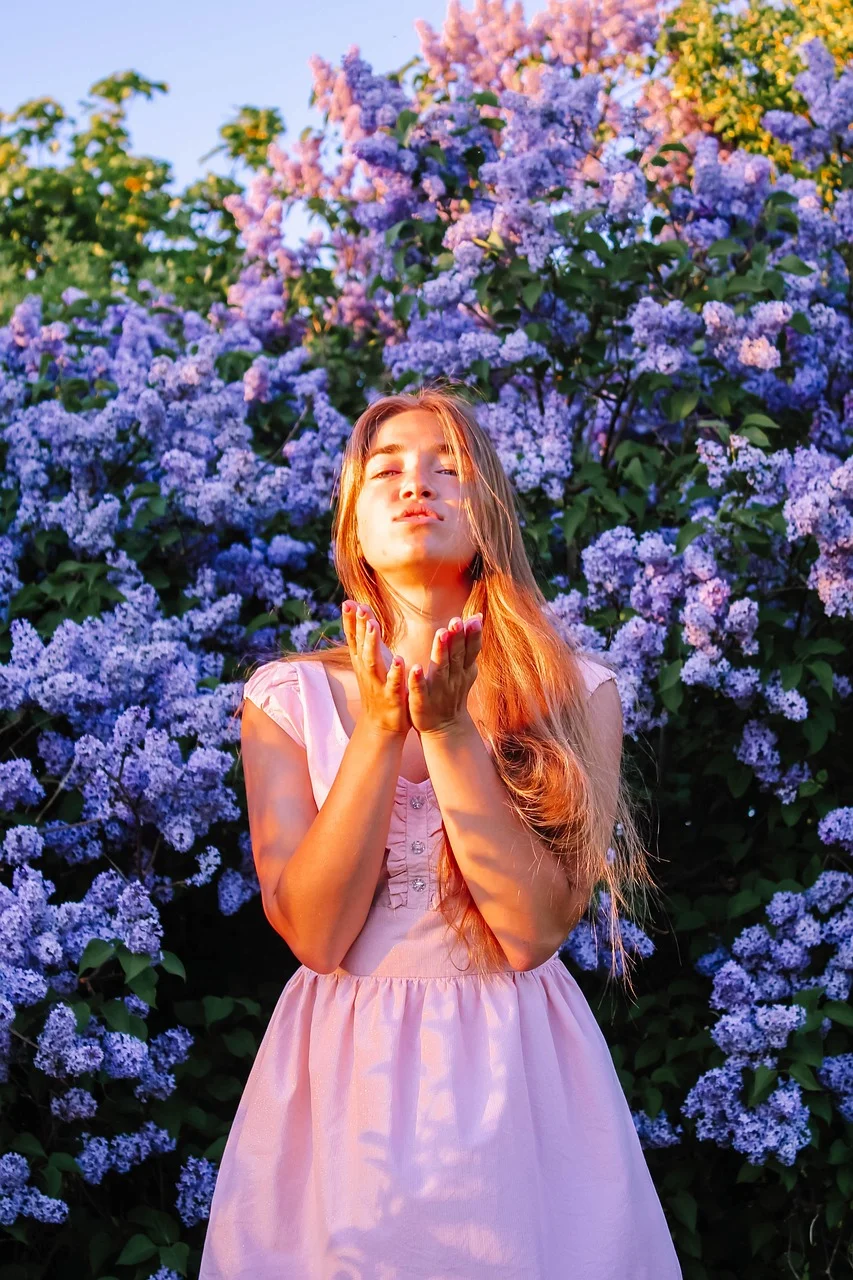 woman, model, portrait, flowers