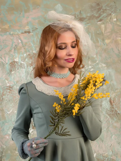 mimosa, flowers, woman with flowers, photos with flowers