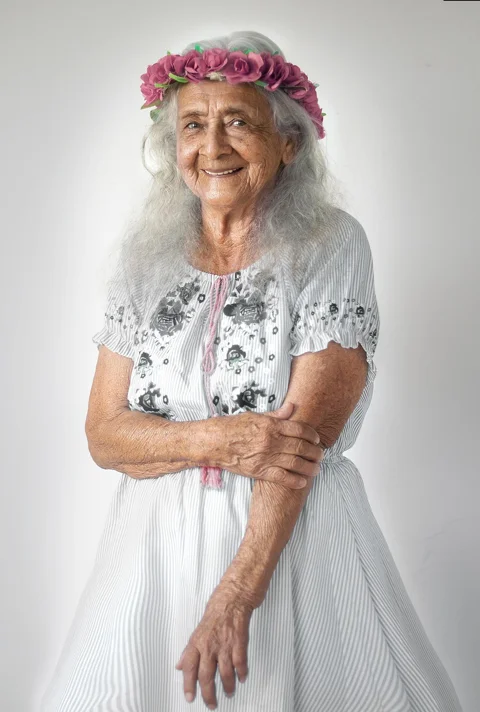 grandmother, woman, elder, flower crown