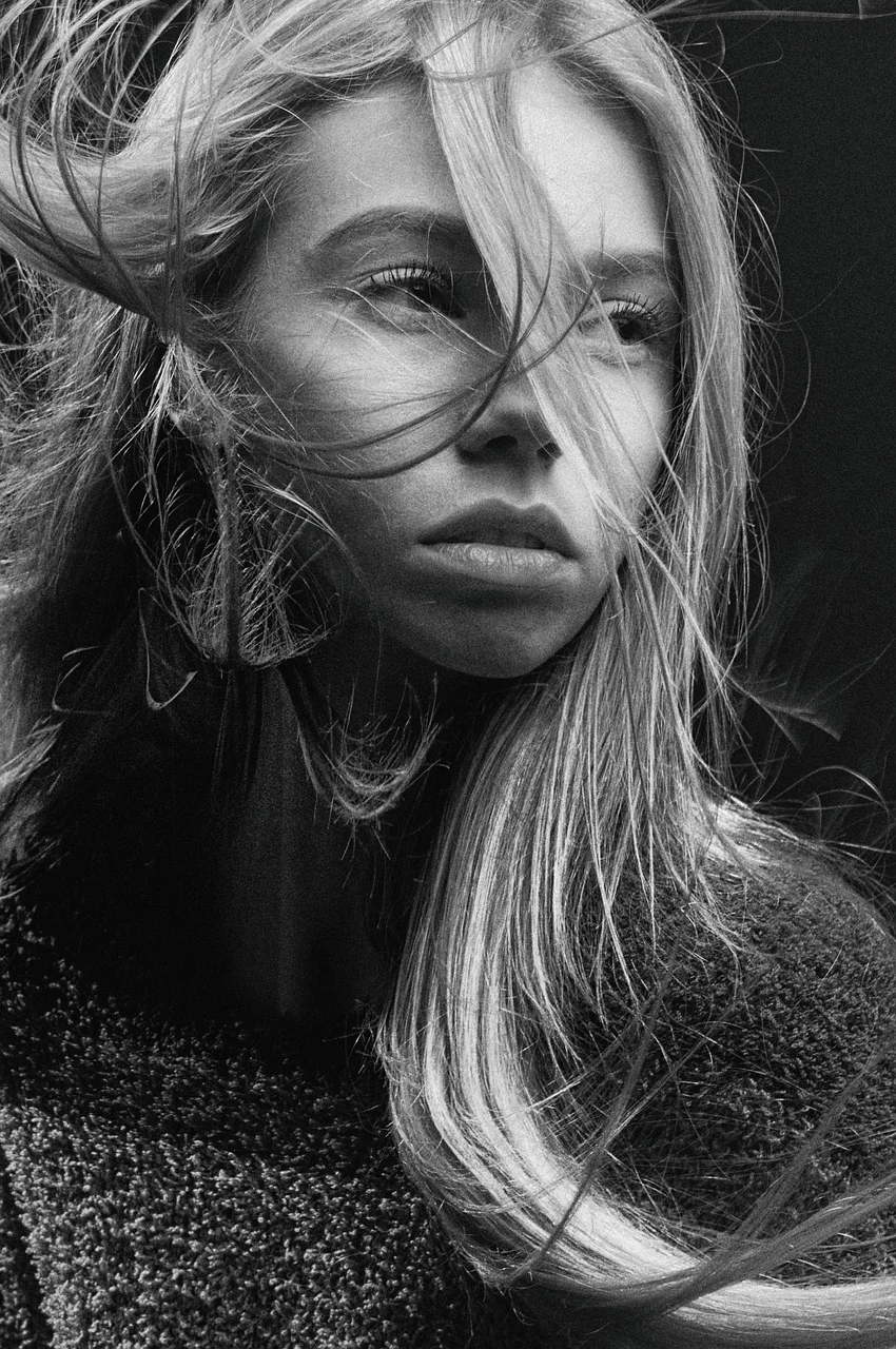 portrait, woman, beautiful, hair