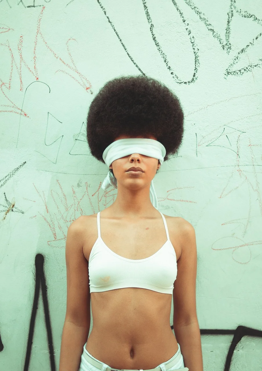 woman, model, portrait, blindfolded