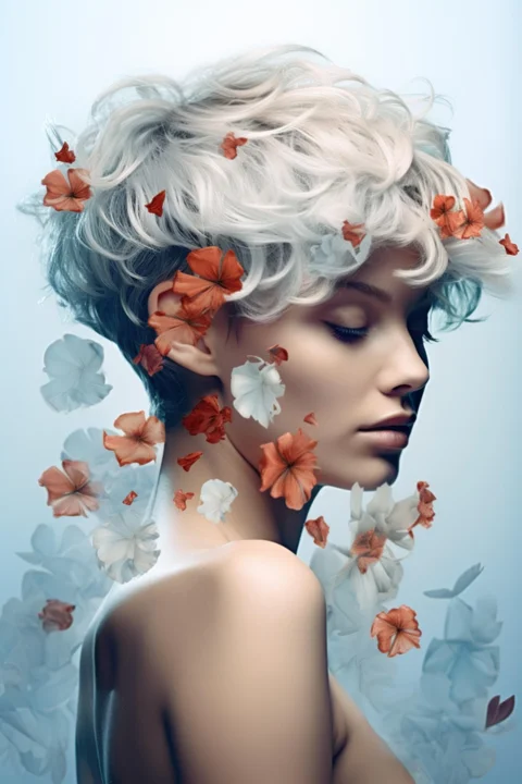 女人, 人像, 花朵, 自然