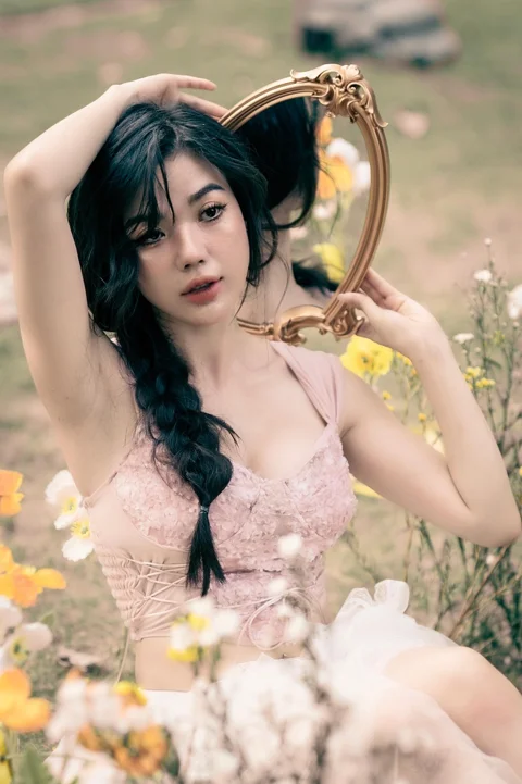 美丽、女性、缪斯、花园