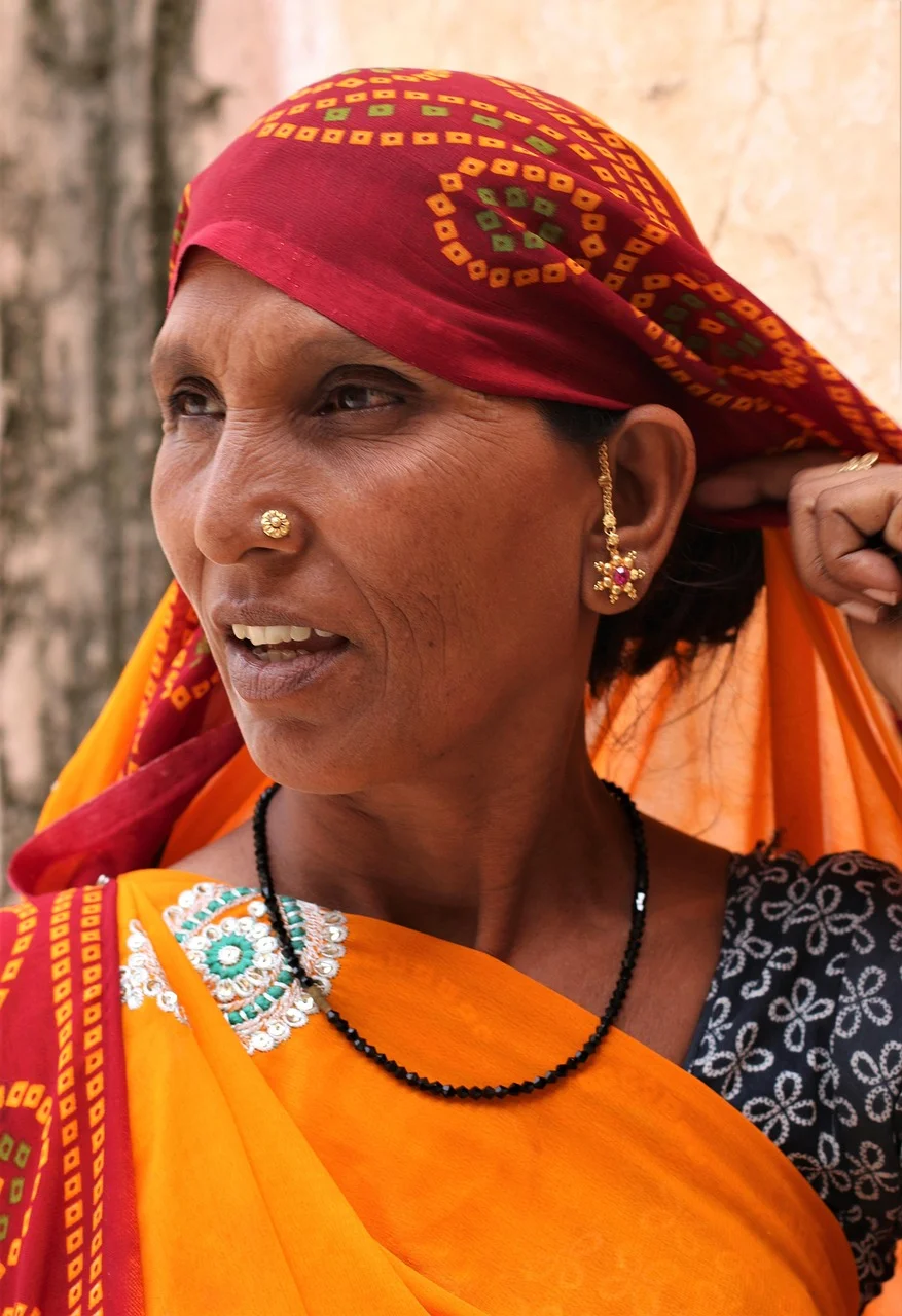woman, indian, portrait, sari