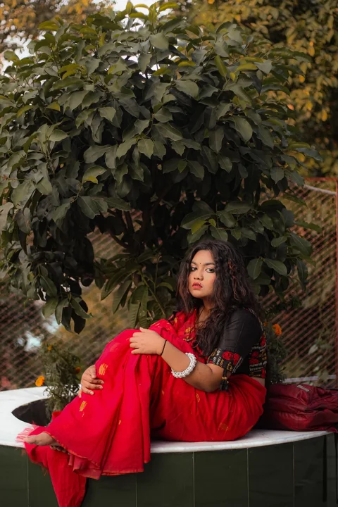 model, sari, indian, portrait