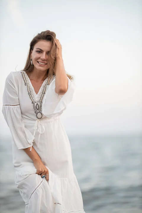 woman, white dress, fashion, dress