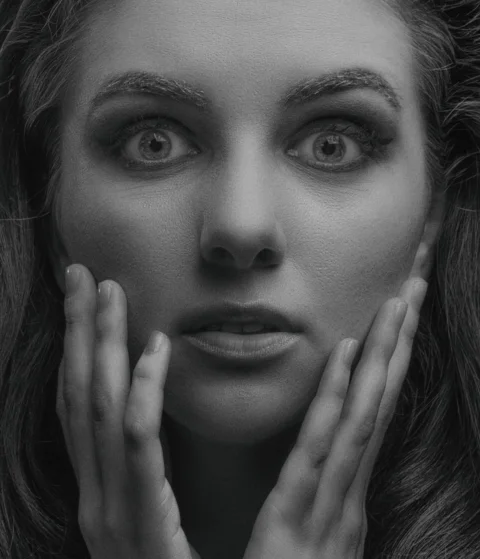 woman, astonished, portrait, makeup