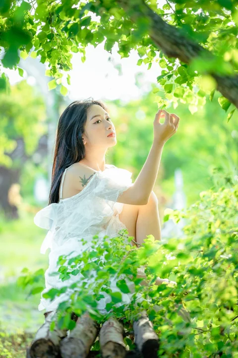 woman, garden, nature, asian
