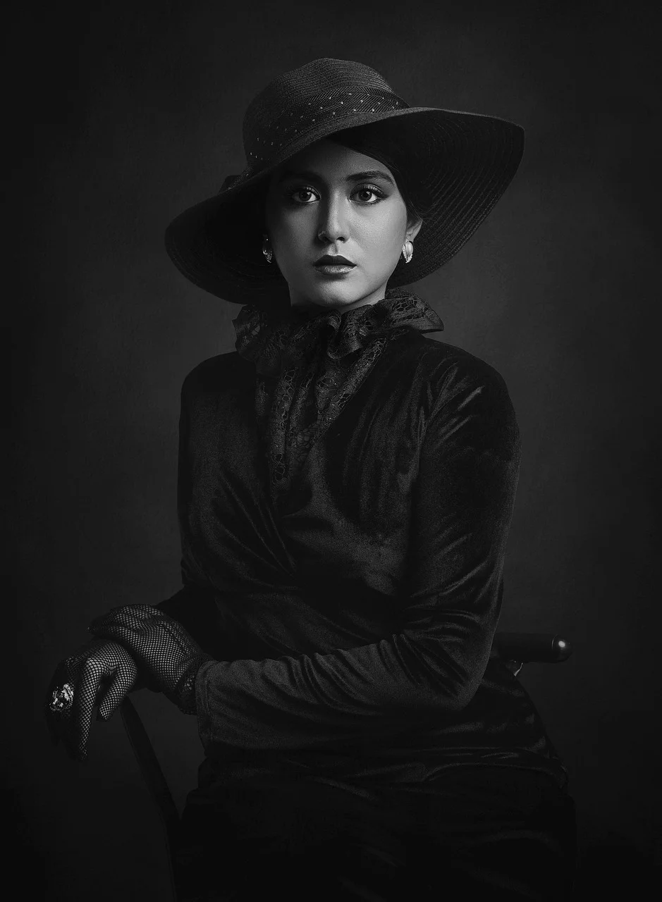 woman, dress, hat, fashion