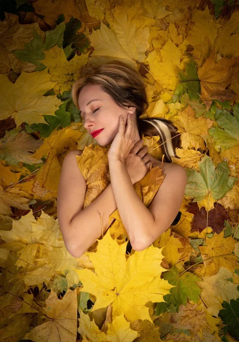 woman, beauty, autumn, leaves