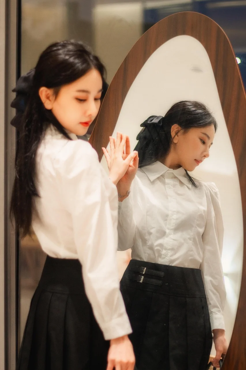 woman, mirror, portrait, girl