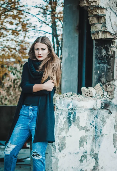 young woman, portrait, industrial, freedom