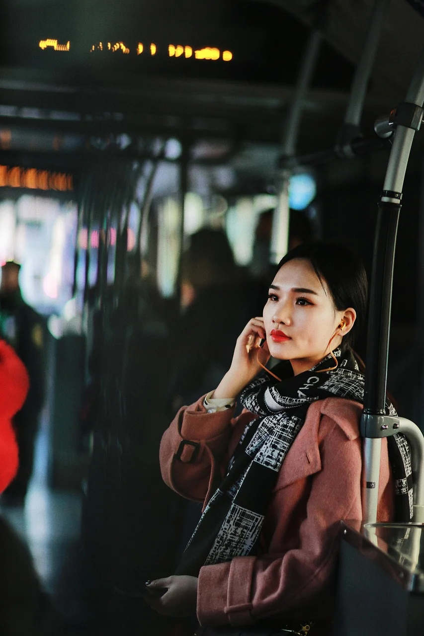 woman, passenger, bus, traveler