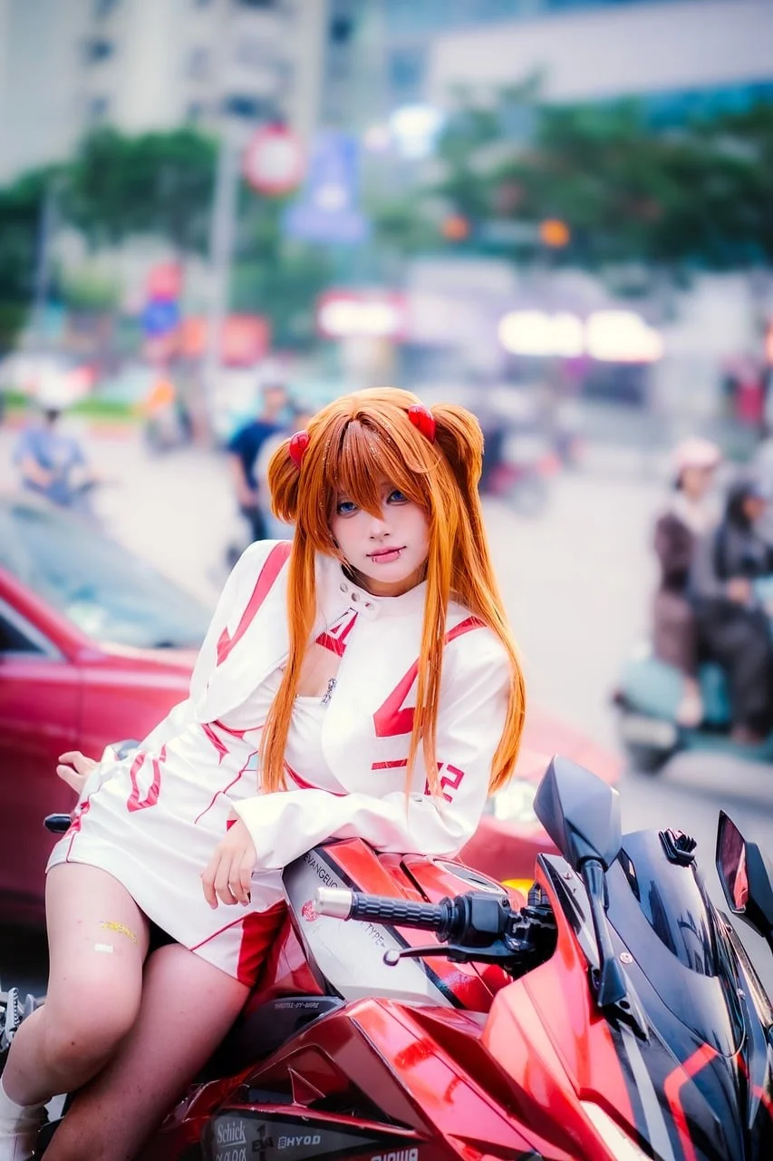 cosplay, costume, woman, motorcycle