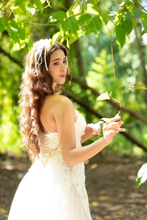 女性、ポートレート、ベトナム人、白