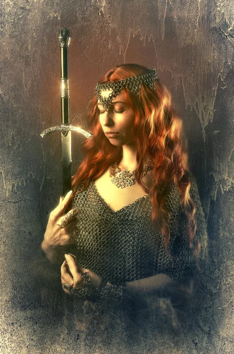 queen, sword, golden, fantastic