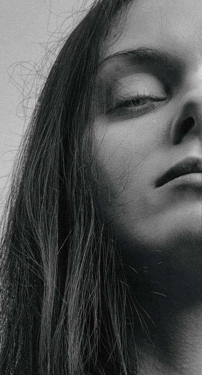 portrait, beautiful, woman, monochrome
