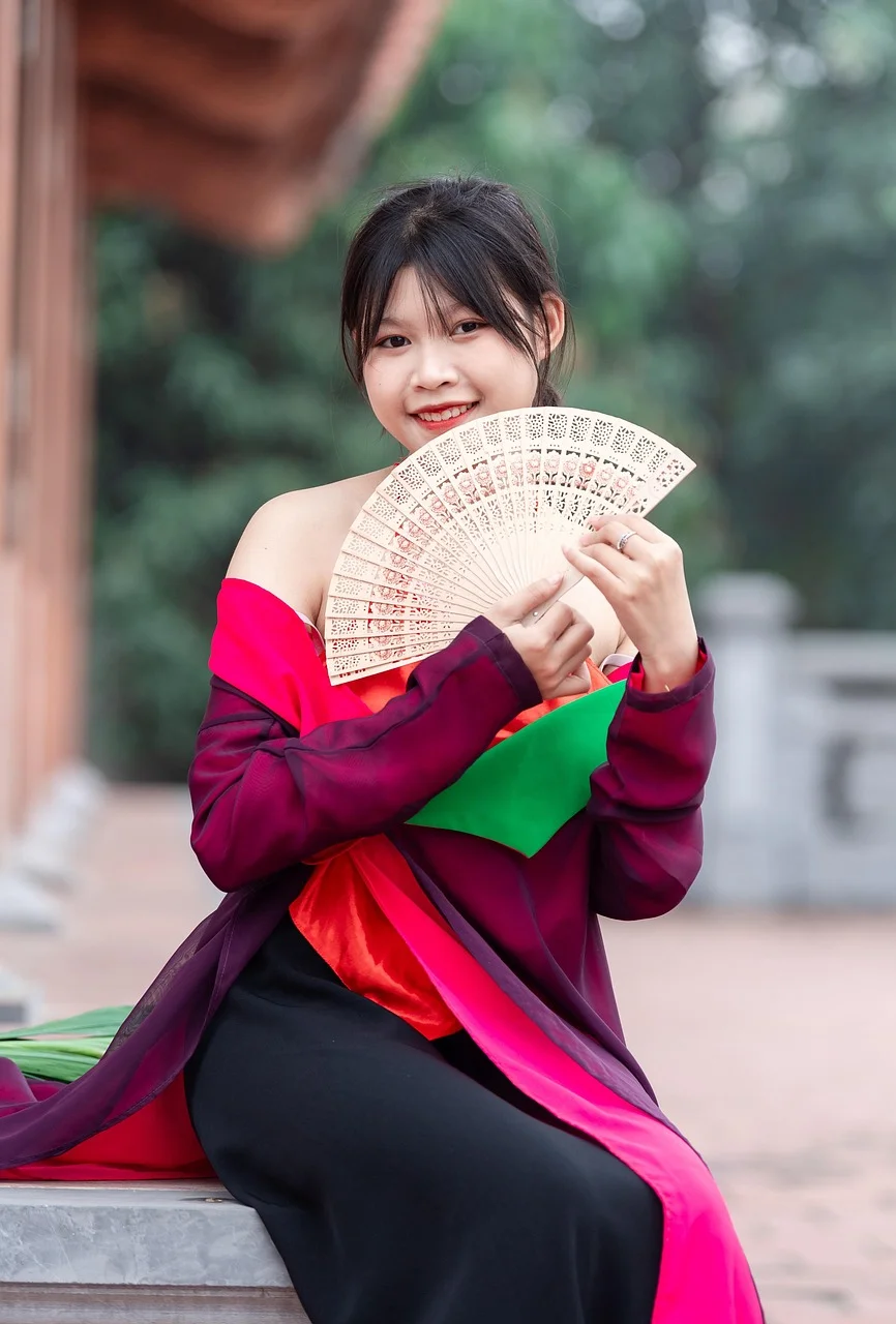 여성, 테트, 전통 패션, 봄