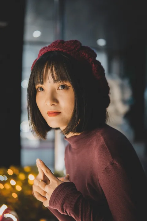 woman, christmas, portrait, snow