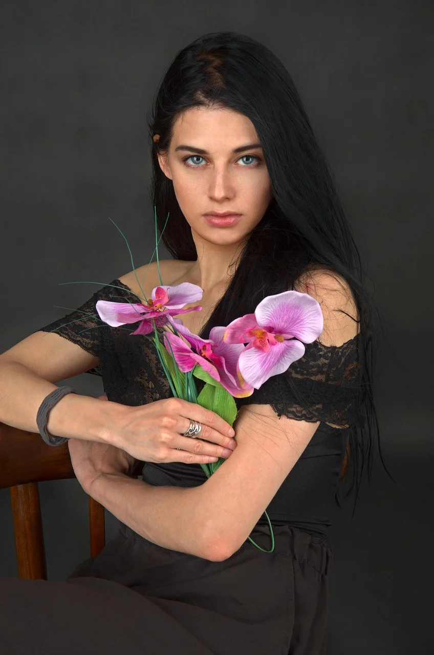woman, flower, orchid, model