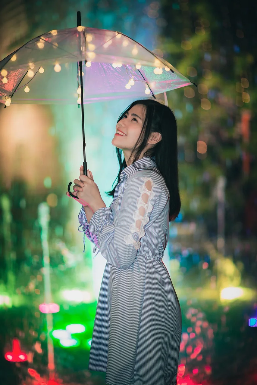 girl, night, portrait, light