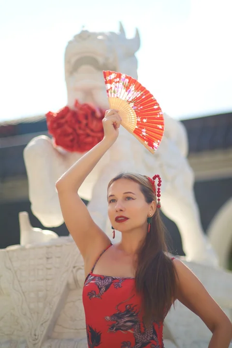 女性, 戶外, 公園, 華民
