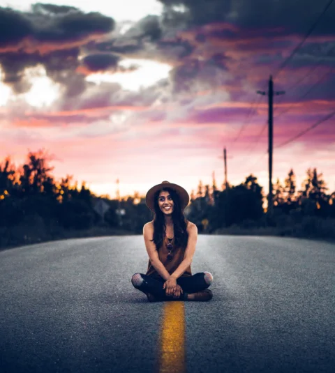 trees, plants, road, people