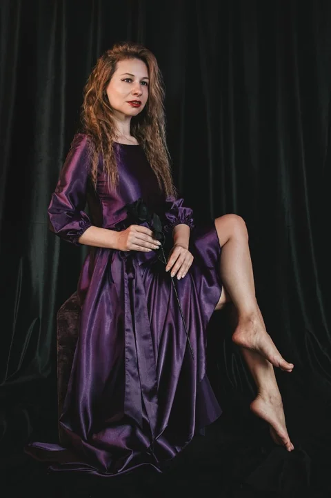 woman, portrait, fashion, purple dress
