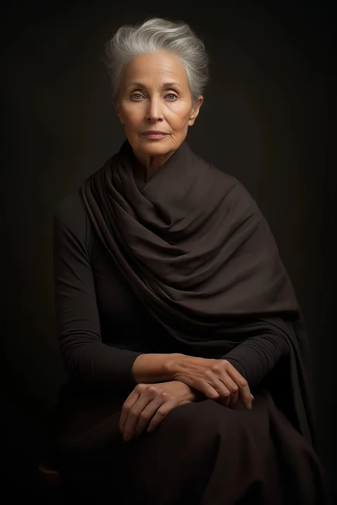 ai generated, studio portrait, older woman, classical portrait