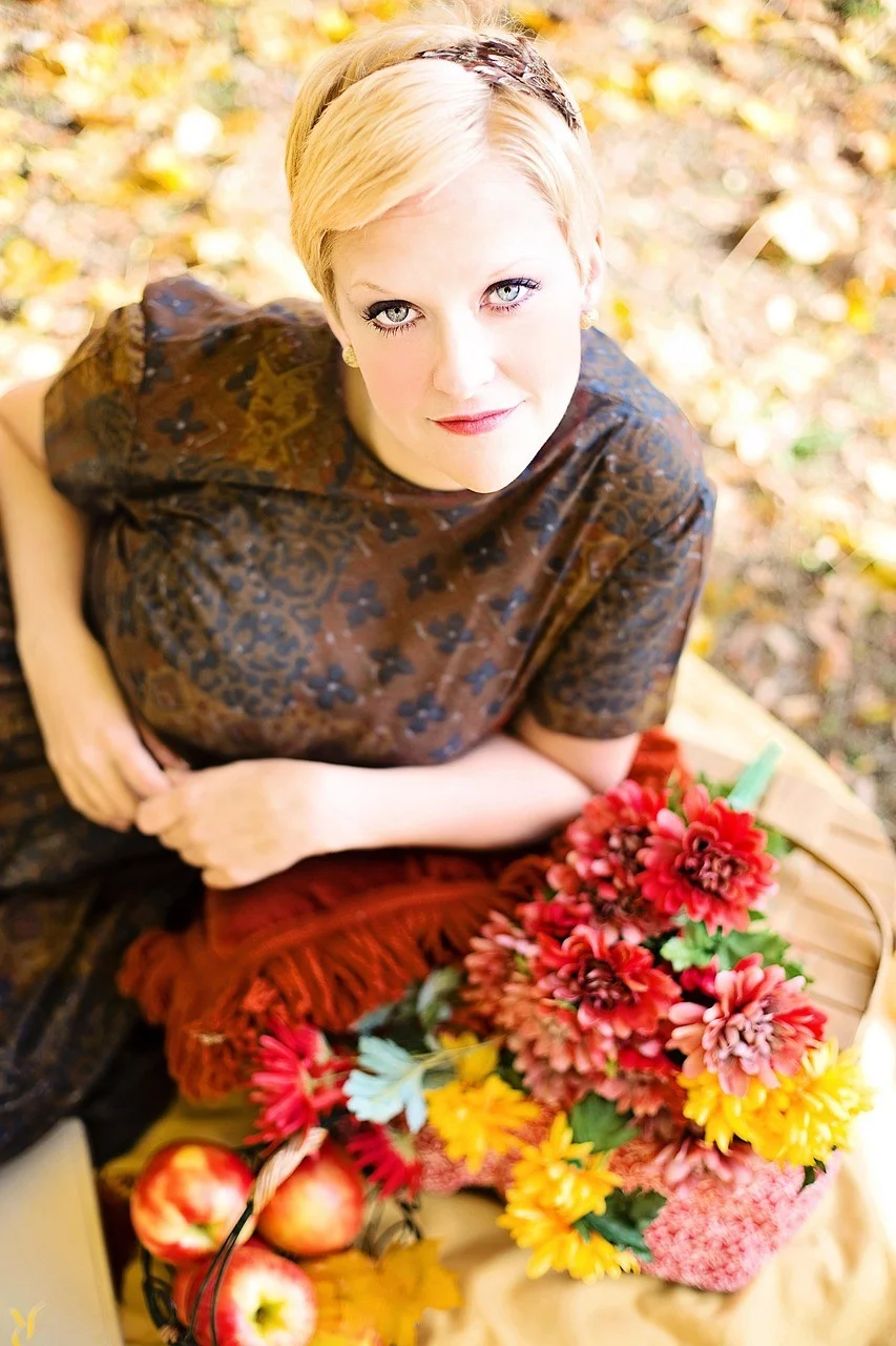 young woman, fall, autumn, vintage