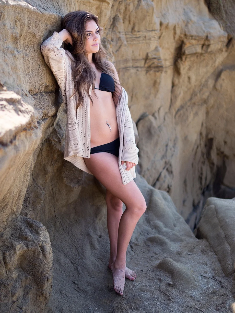 woman, beach, bikini, beautiful