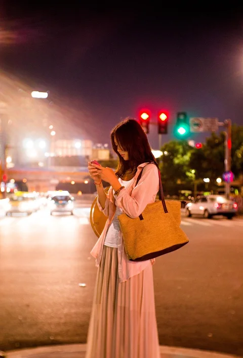 肖像，夜景，女性，女人