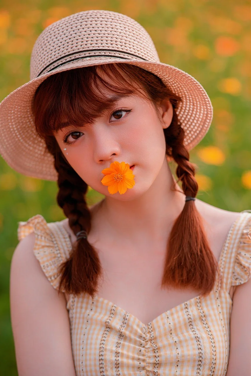 女人、花、花瓣、植物