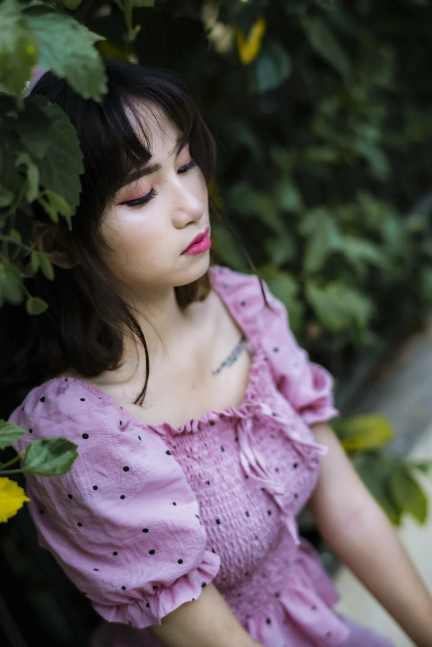 woman, model, casual, pink