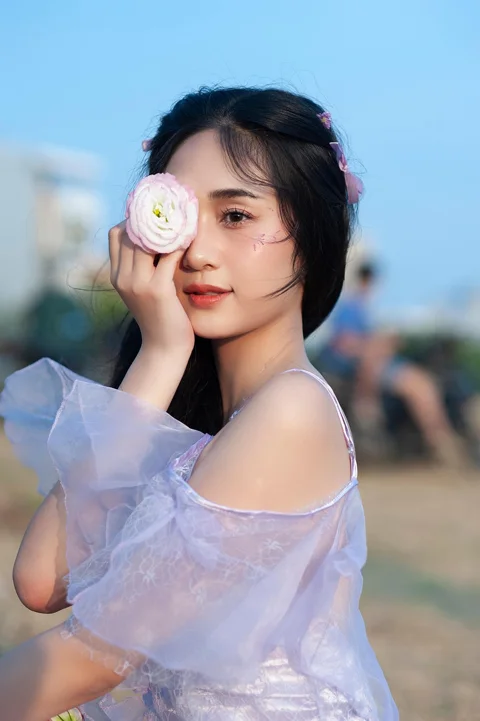 女人, 花朵, 美丽, 女性